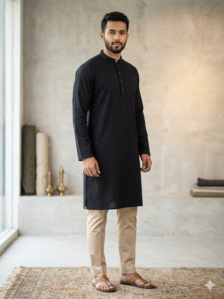 Men's Slime Fit Rime Cotton Panjabi For Men