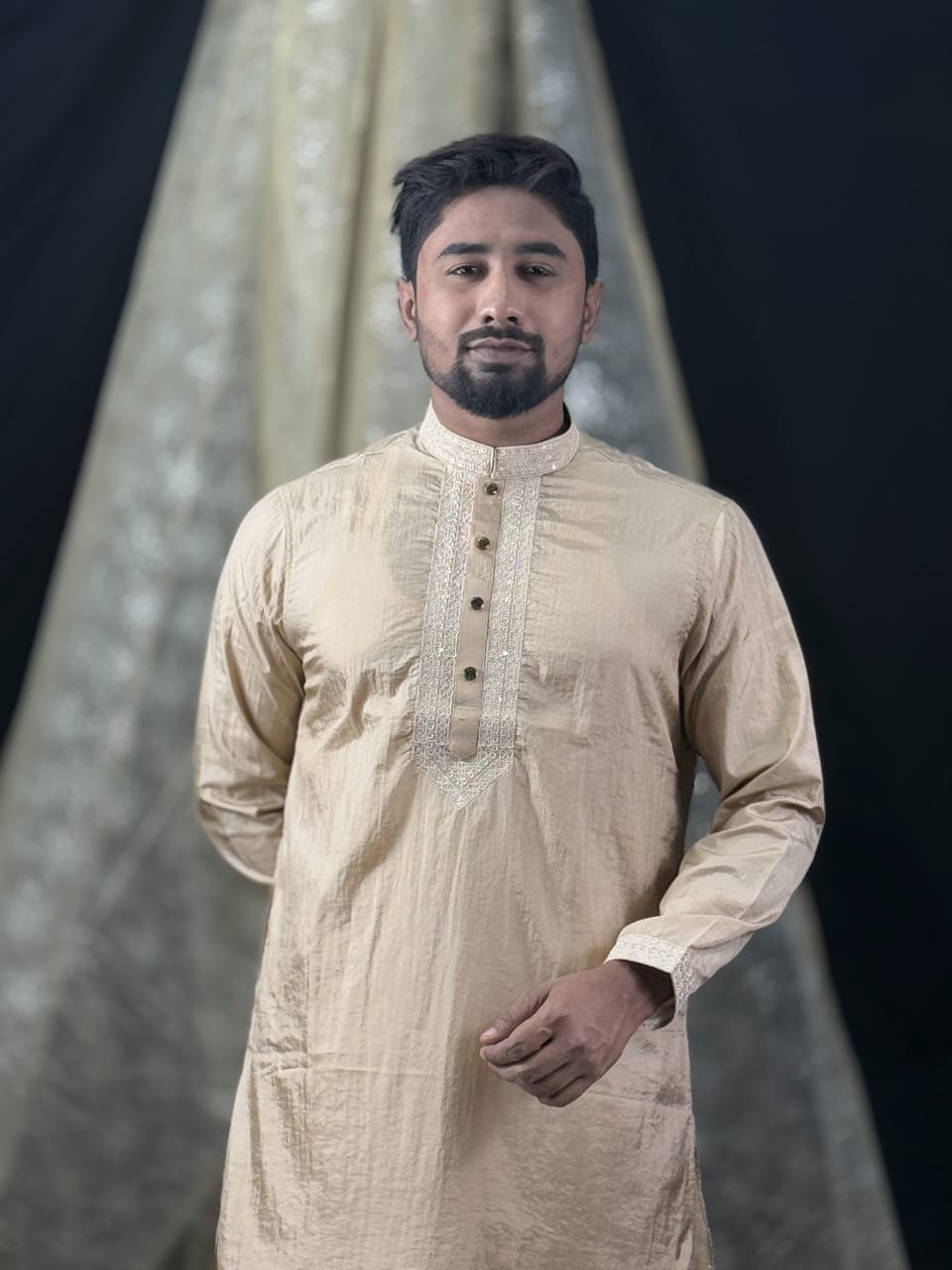 Men's Slime Fit Silk Panjabi For Men