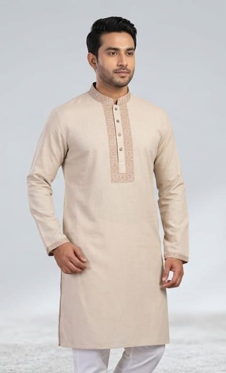 Alternative view of Men's Slime Fit Cotton Mixed Panjabi For Men